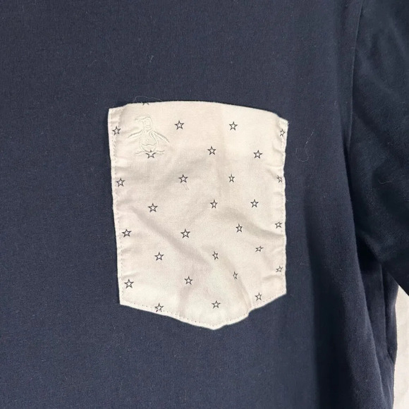 Penguin Munsingwear Shirt Men's Medium Black Short Sleeve Crew Neck Pocket - Picture 4 of 9